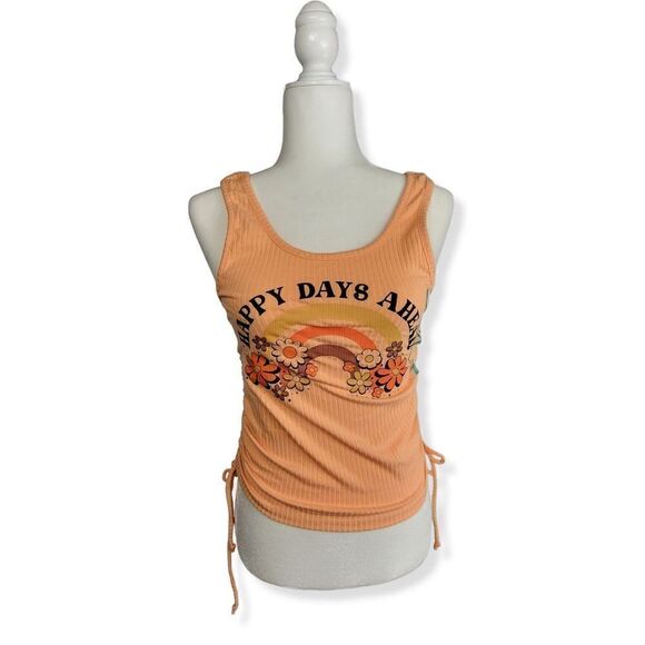 Zoe & Liv Orange Croptop with side ruching M - Picture 1 of 3
